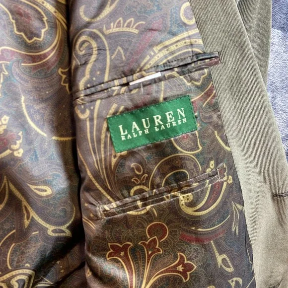 Lauren Ralph Lauren 44L Golden Brown Fine Wale Corduroy Blazer Jacket Sport Coat - Picture 3 of 7